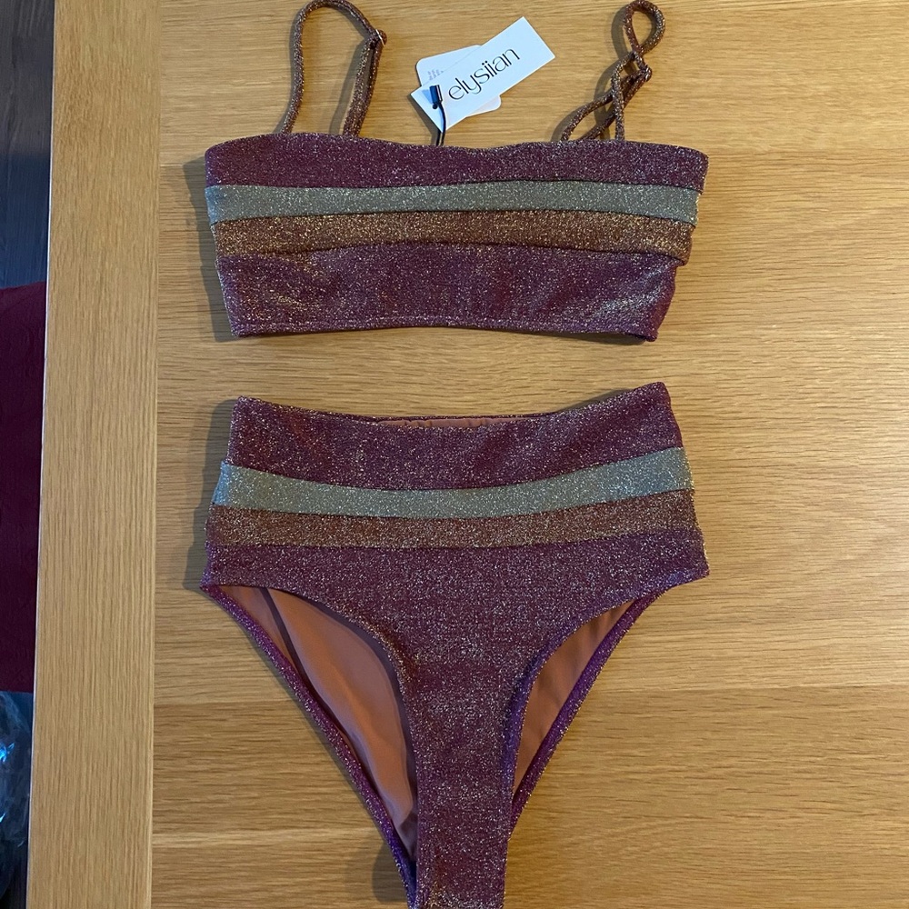 Pink and Gold Shimmery Bikini Set